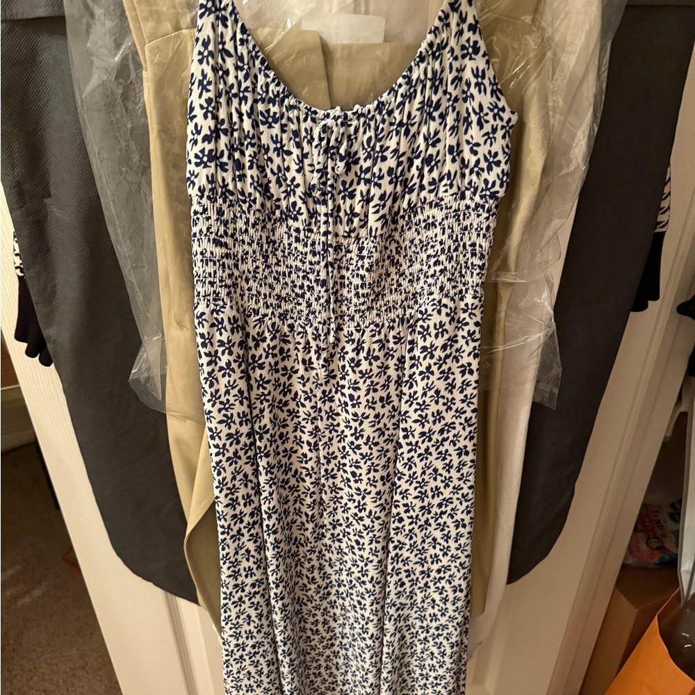 Reformation Floral Blue and White Maxi Dress